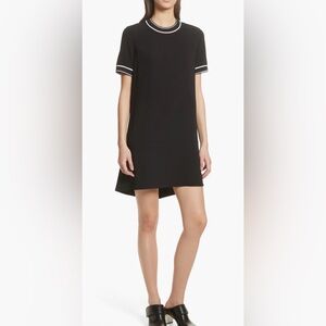 rag & bone Thatch Crepe Shift Dress Black White Trim S/P